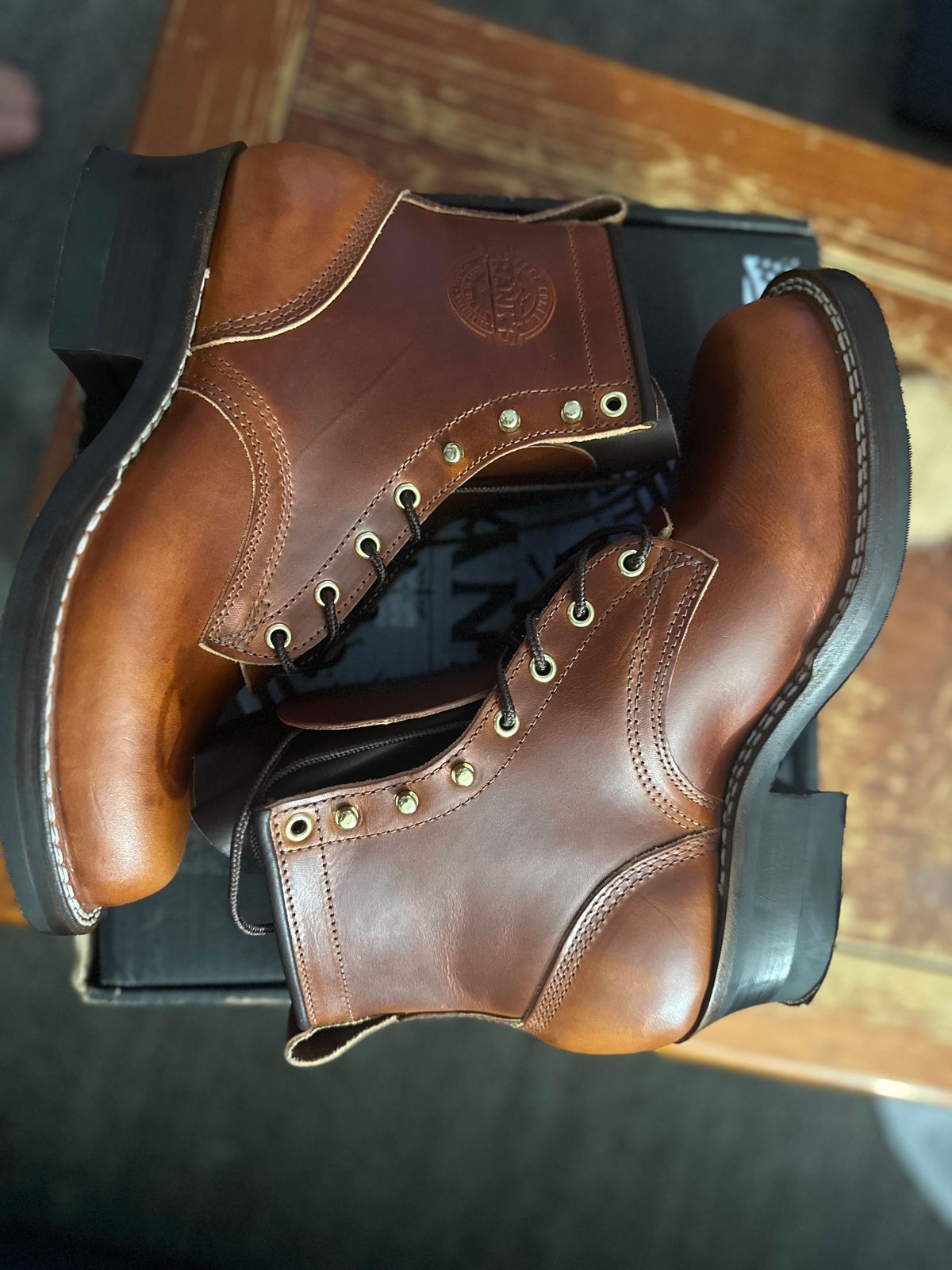 Photo by brusa on November 8, 2024 of the Frank's Boots Wilshire in Wickett & Craig Tan Oiled Latigo.
