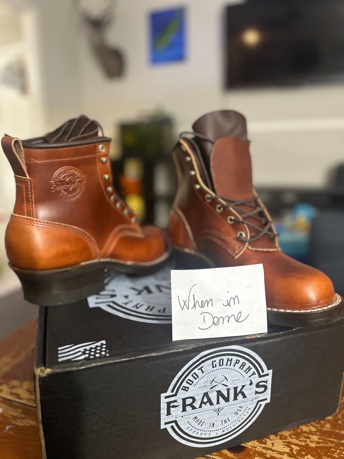 Photo by brusa on November 8, 2024 of the Frank's Boots Wilshire in Wickett & Craig Tan Oiled Latigo.
