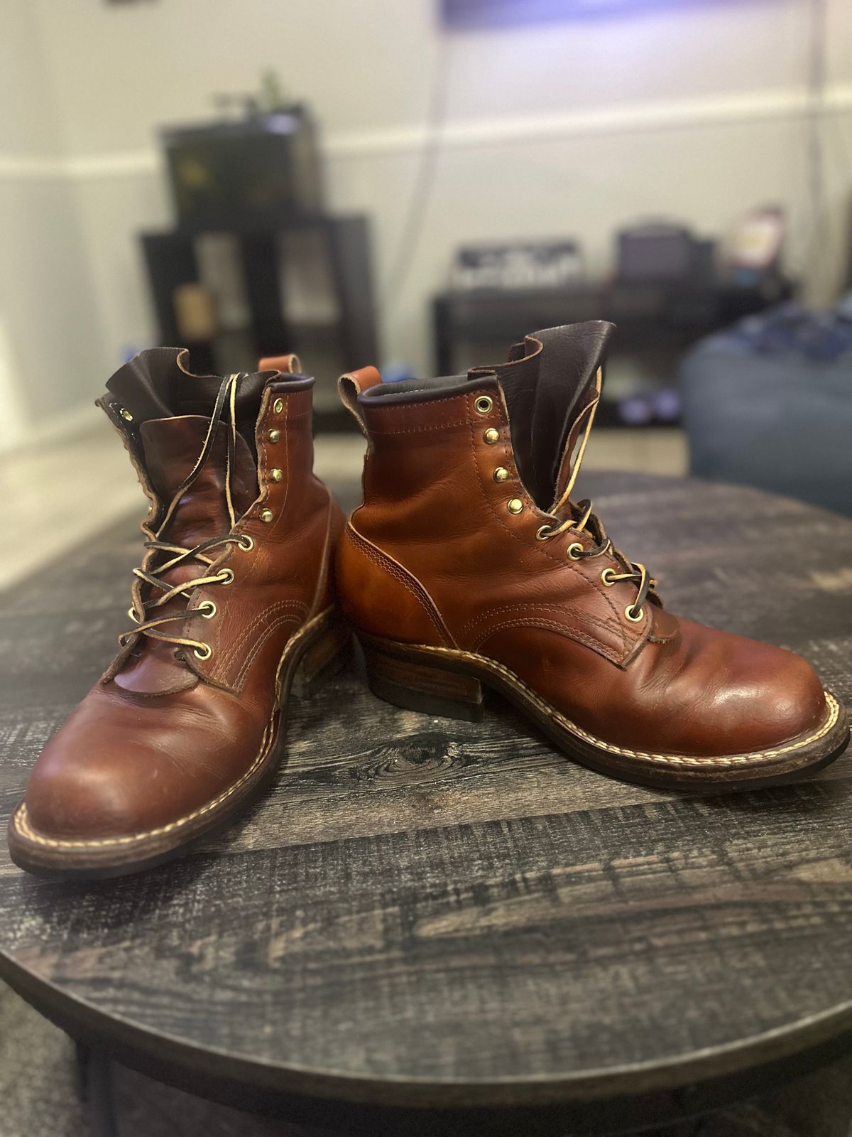 Photo by brusa on December 26, 2024 of the Frank's Boots Wilshire in Wickett & Craig Tan Oiled Latigo.