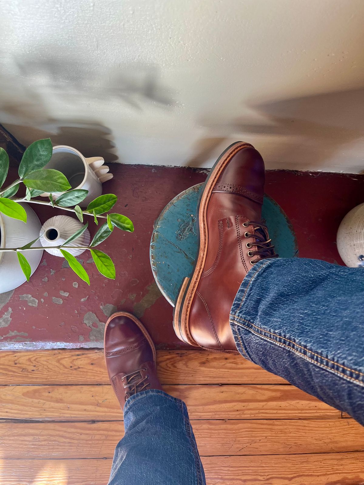 Photo by lopsided_buffalo on December 12, 2024 of the Rancourt & Co. Porter Boot in Horween Espresso Shell Cordovan.