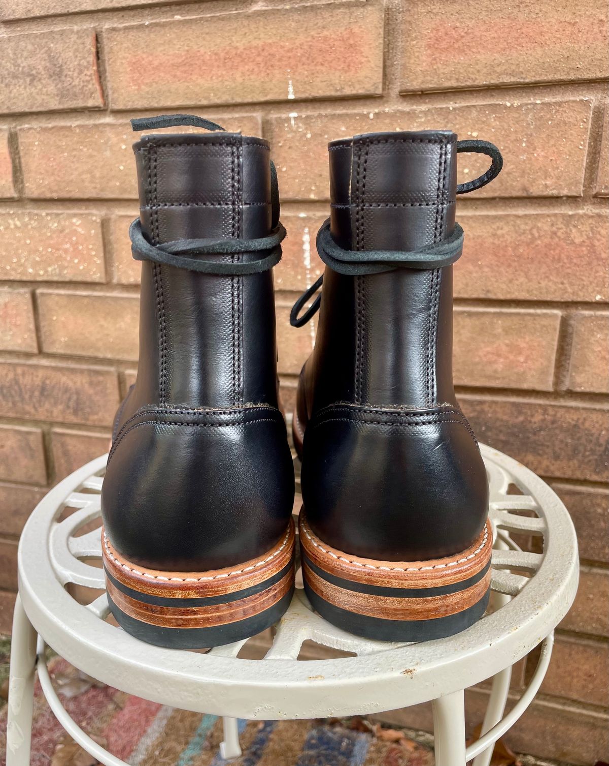 Photo by manco on December 15, 2024 of the Oak Street Bootmakers Trench Boot in Horween Black Chromexcel.