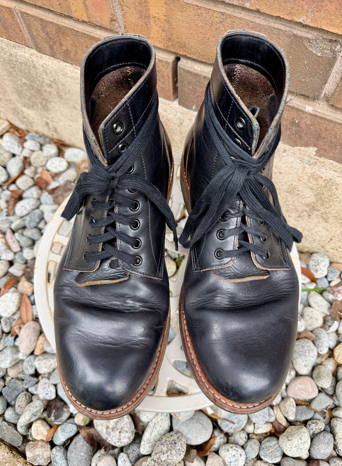 Photo by manco on April 12, 2026 of the Oak Street Bootmakers Trench Boot in Horween Black Chromexcel.