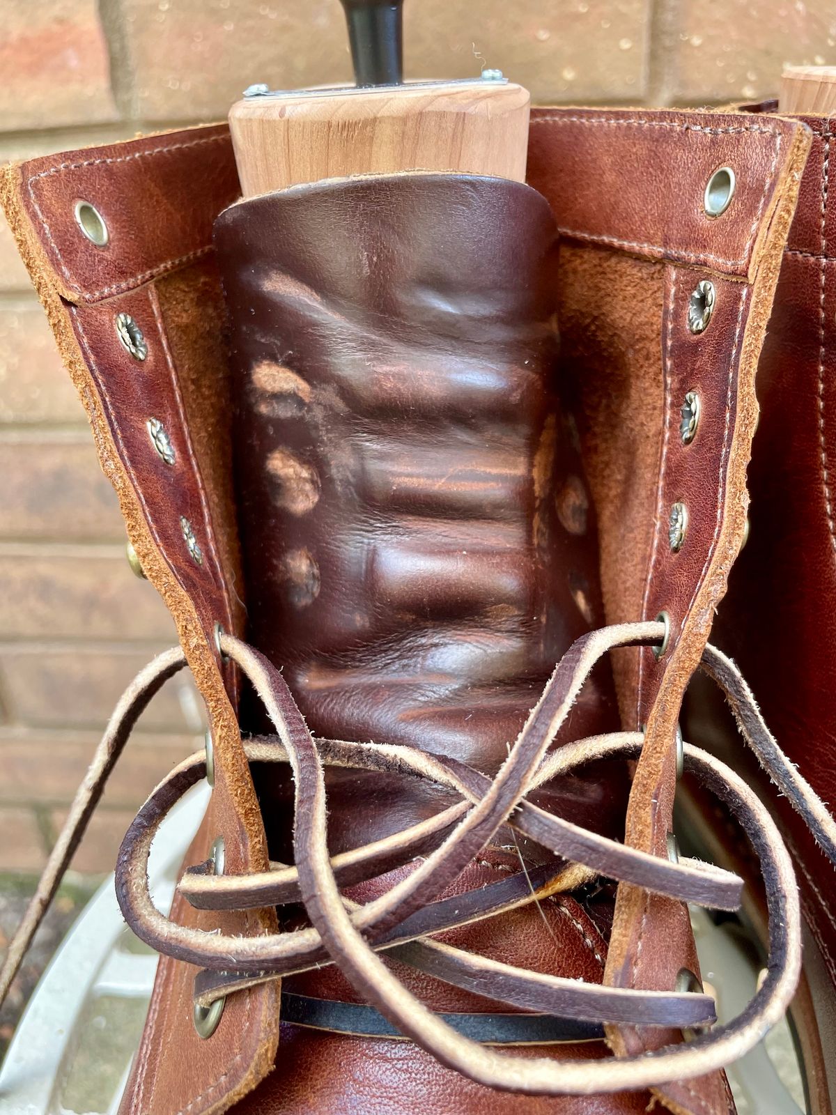 Photo by manco on October 6, 2024 of the Oak Street Bootmakers Trench Boot in Seidel Light Brown Mustang.