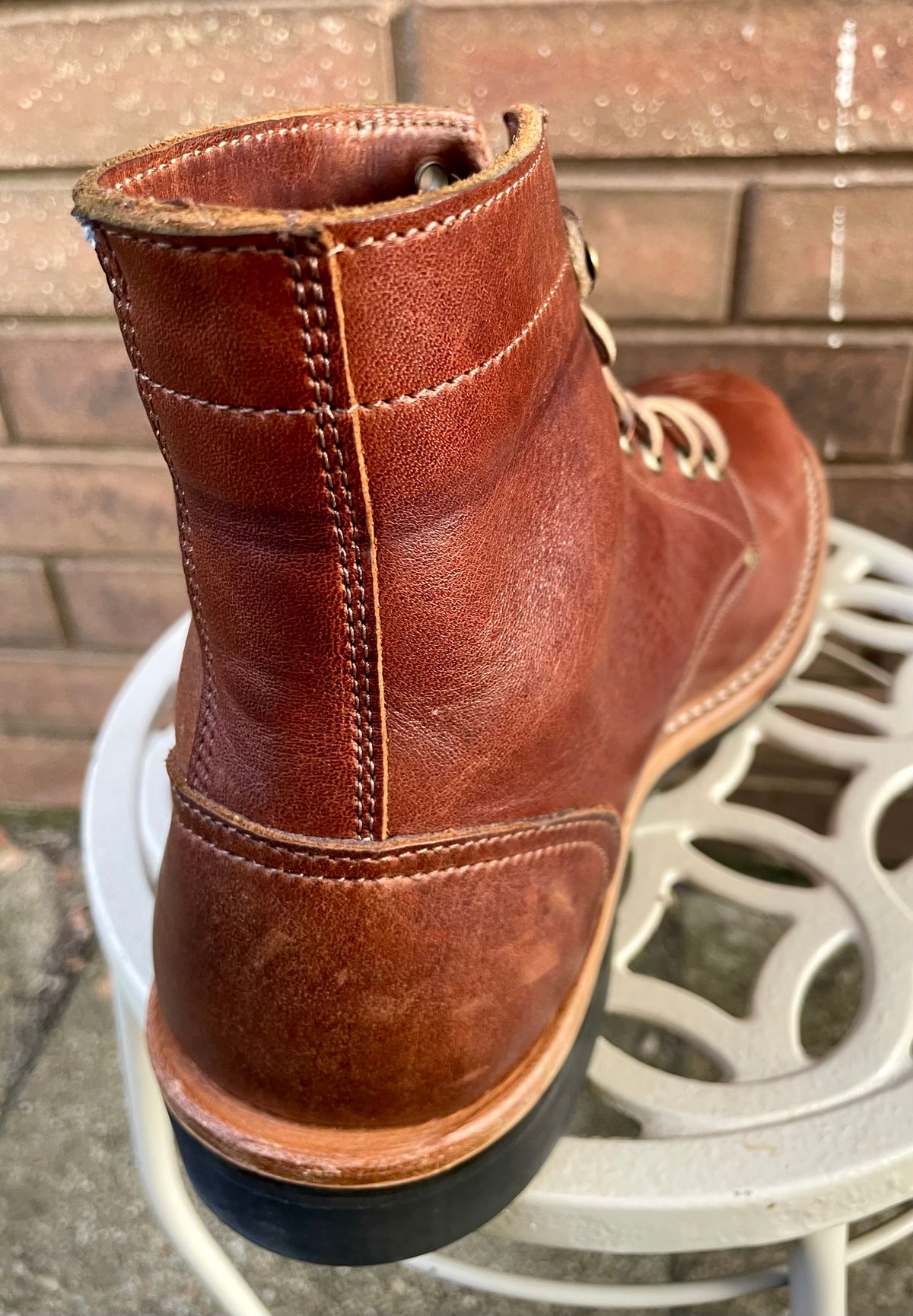 Photo by manco on October 10, 2024 of the Oak Street Bootmakers Trench Boot in Seidel Light Brown Mustang.