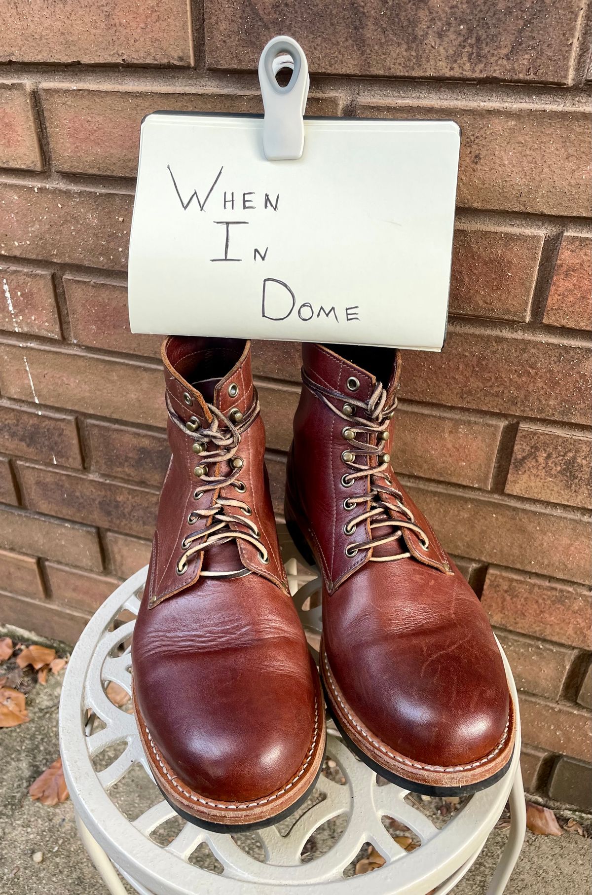 Photo by manco on November 6, 2024 of the Oak Street Bootmakers Trench Boot in Seidel Light Brown Mustang.