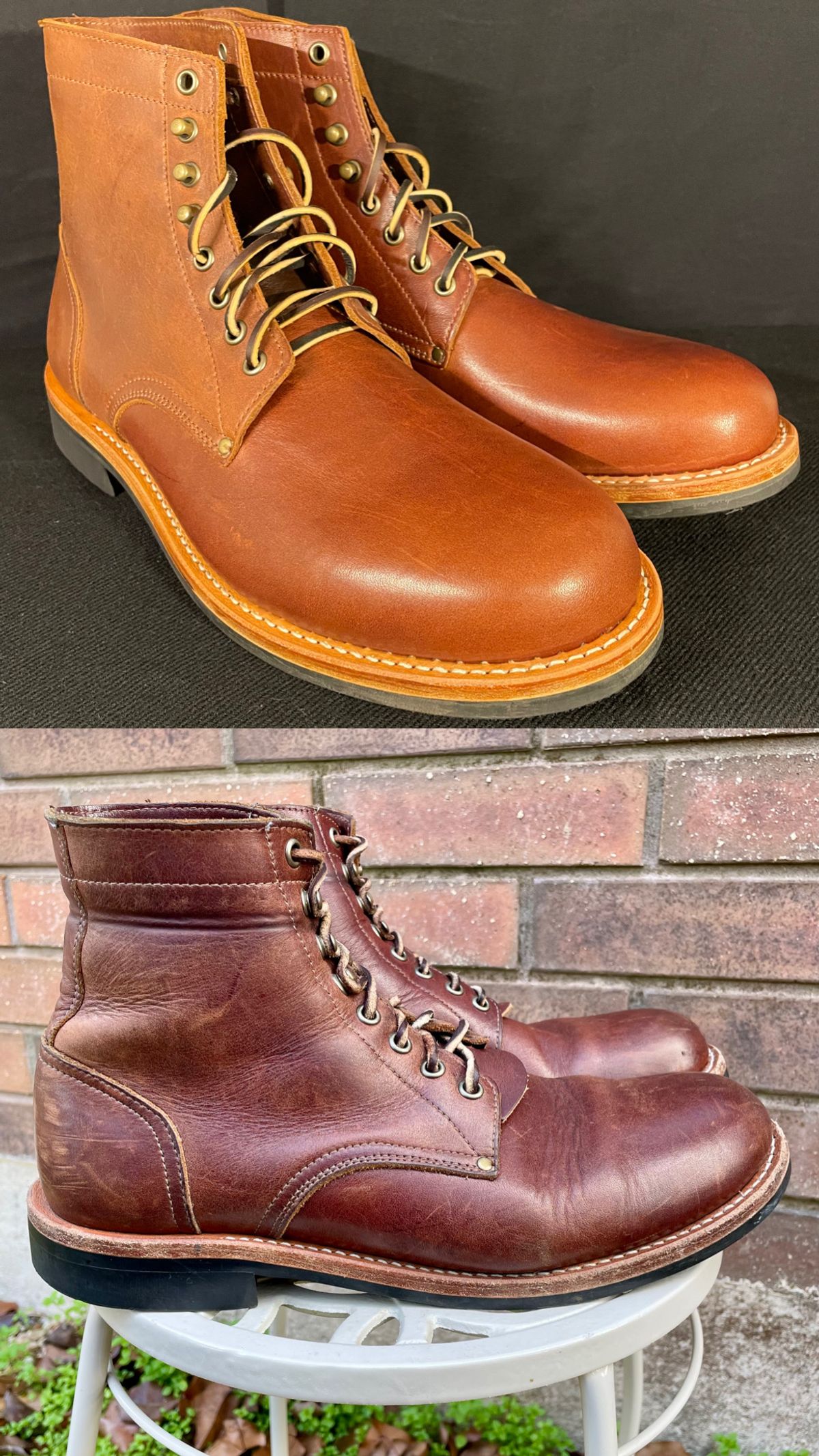 Photo by manco on January 5, 2025 of the Oak Street Bootmakers Trench Boot in Seidel Light Brown Mustang.