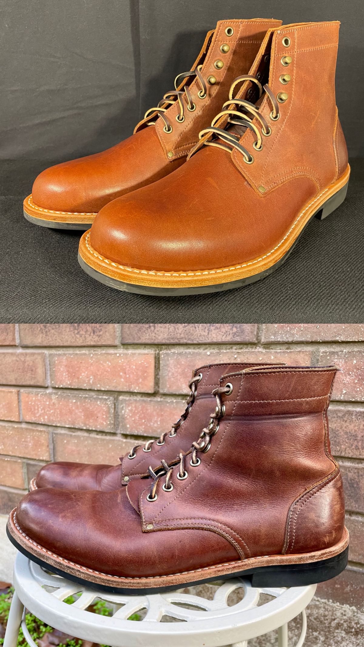 Photo by manco on January 5, 2025 of the Oak Street Bootmakers Trench Boot in Seidel Light Brown Mustang.
