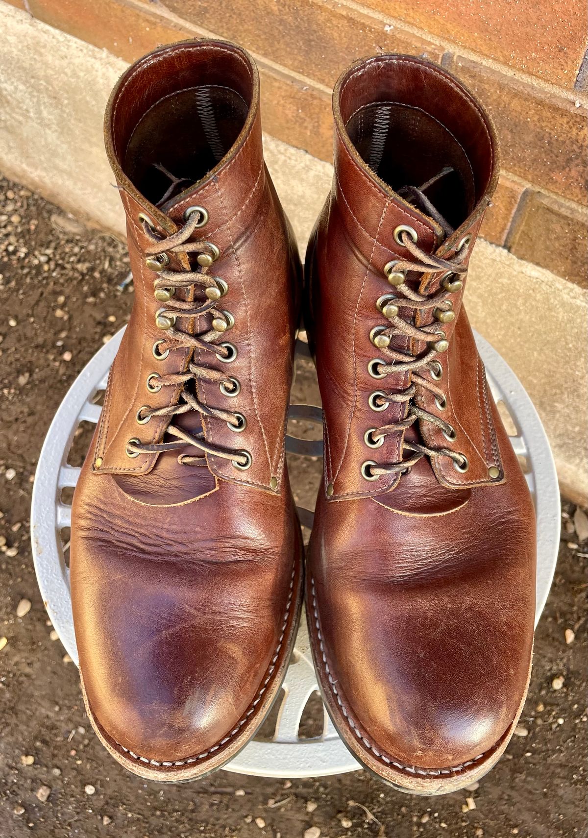 Photo by manco on February 2, 2025 of the Oak Street Bootmakers Trench Boot in Seidel Light Brown Mustang.