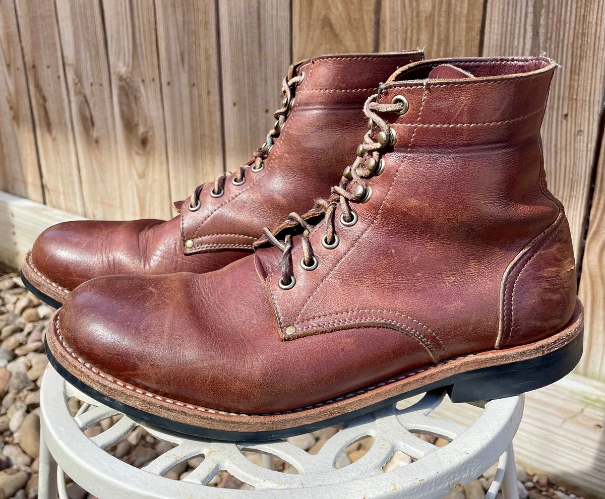Photo by manco on March 4, 2025 of the Oak Street Bootmakers Trench Boot in Seidel Light Brown Mustang.