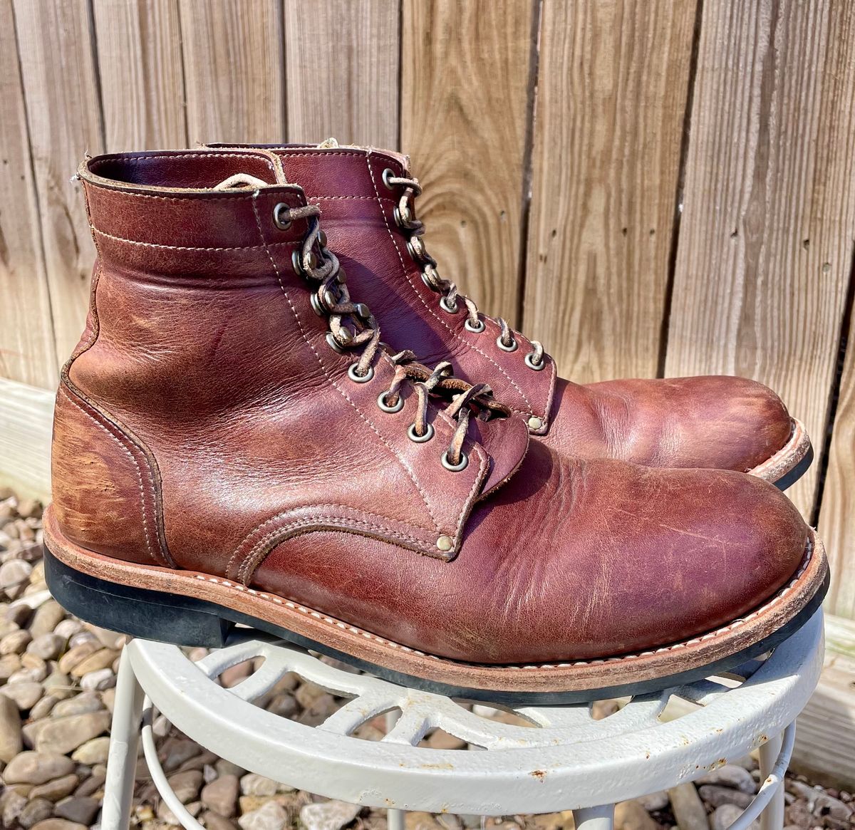 Photo by manco on March 4, 2025 of the Oak Street Bootmakers Trench Boot in Seidel Light Brown Mustang.