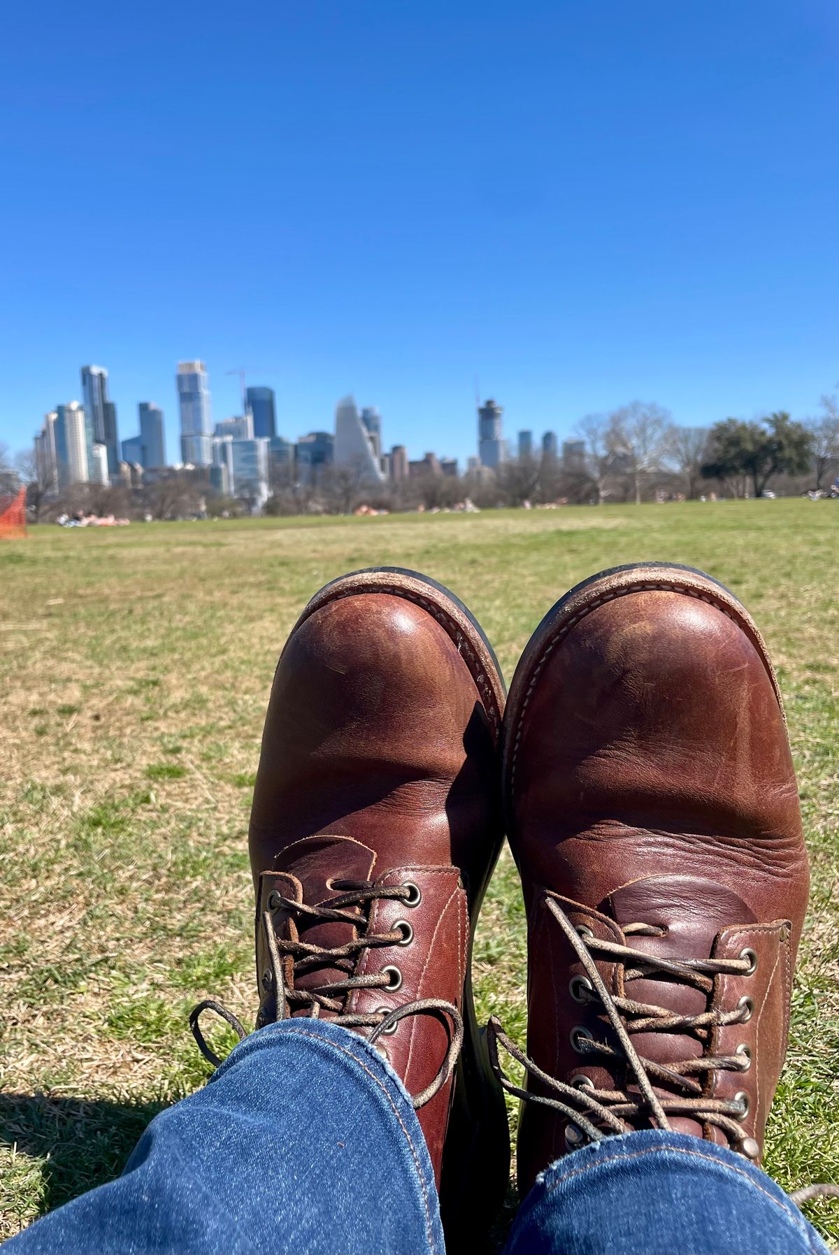 Photo by manco on March 10, 2025 of the Oak Street Bootmakers Trench Boot in Seidel Light Brown Mustang.