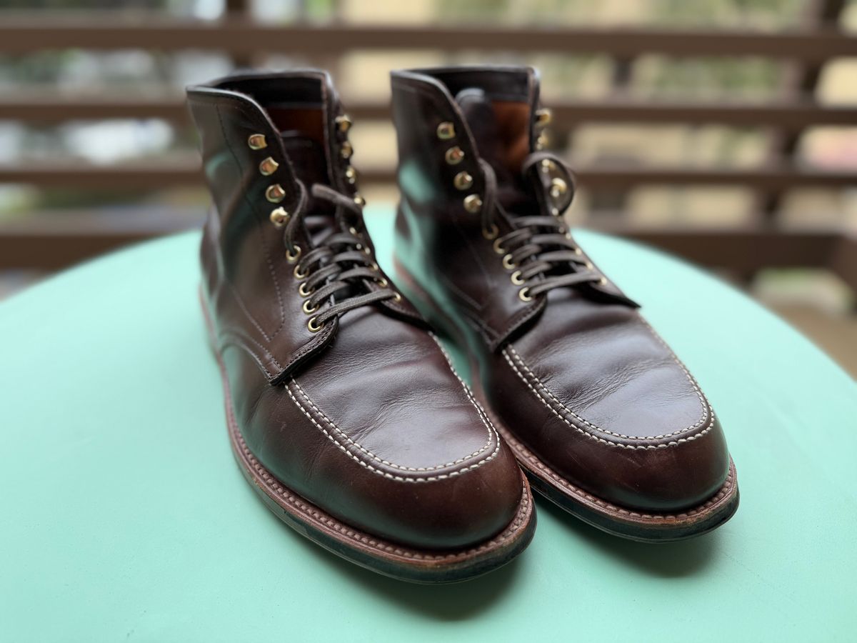 Photo by justjustin on May 29, 2025 of the Alden Indy Boot in Horween Brown Chromexcel.