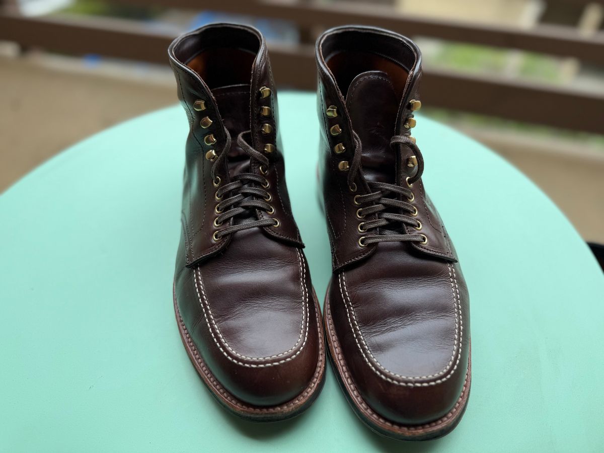 Photo by justjustin on May 29, 2025 of the Alden Indy Boot in Horween Brown Chromexcel.