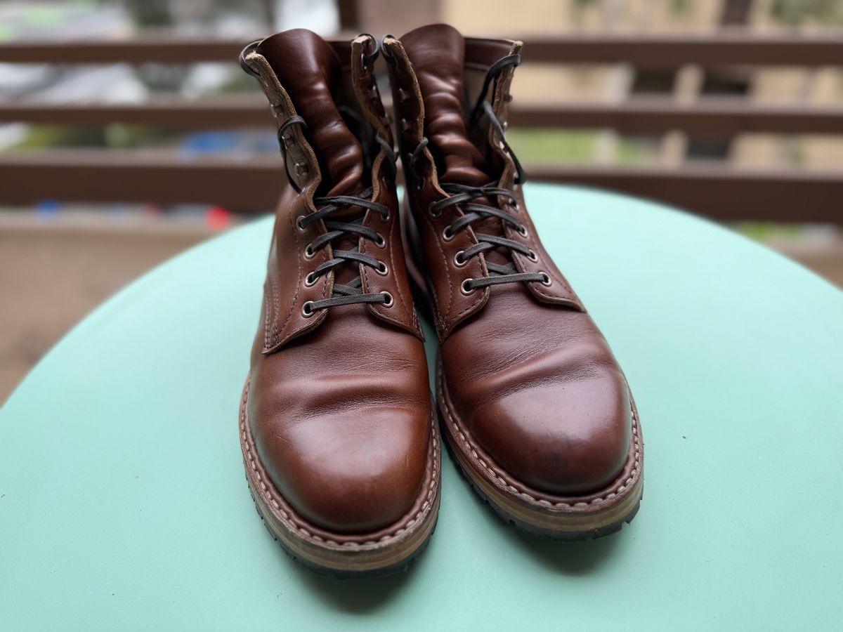 Photo by justjustin on May 29, 2025 of the White's MP-Sherman Plain Toe in Horween British Tan Chromexcel.