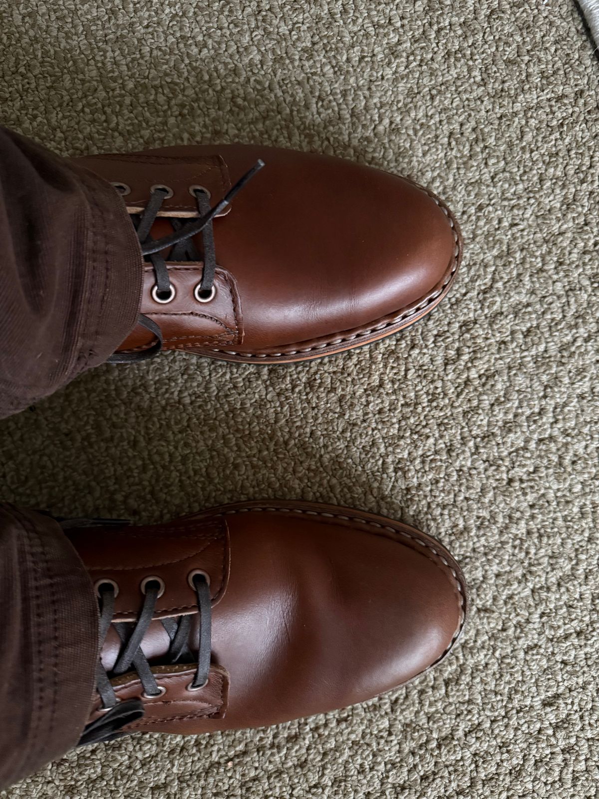 Photo by justjustin on February 4, 2025 of the White's MP-Sherman Plain Toe in Horween British Tan Chromexcel.