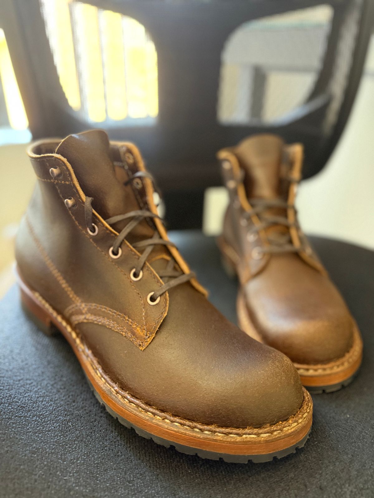 Photo by justjustin on August 19, 2025 of the White's Semi-Dress in Horween Cinnamon Waxed Flesh.