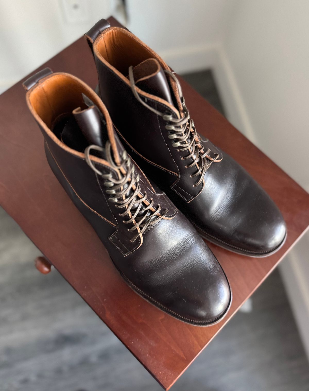 Photo by pablosstuff on October 19, 2025 of the Viberg Country Boot in Horween Brown Wooly.