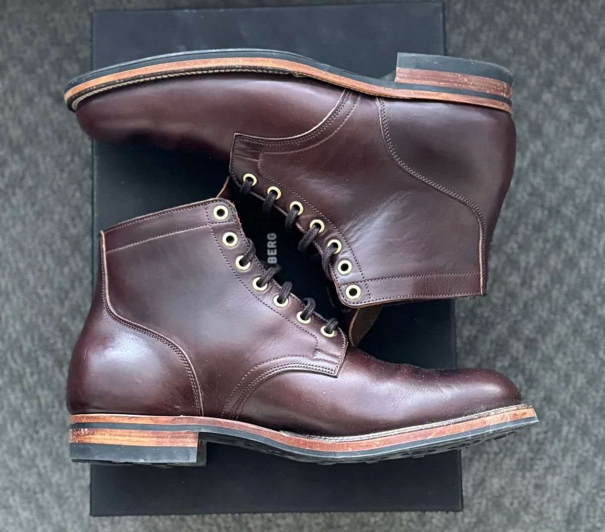 Photo by pablosstuff on May 27, 2024 of the Viberg Service Boot in Horween Brown Chromexcel.