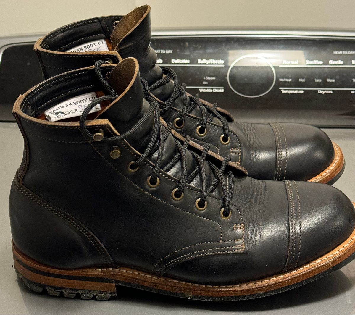 Photo by pablosstuff on May 1, 2024 of the Truman Cap Toe Boot in Black Teacore.
