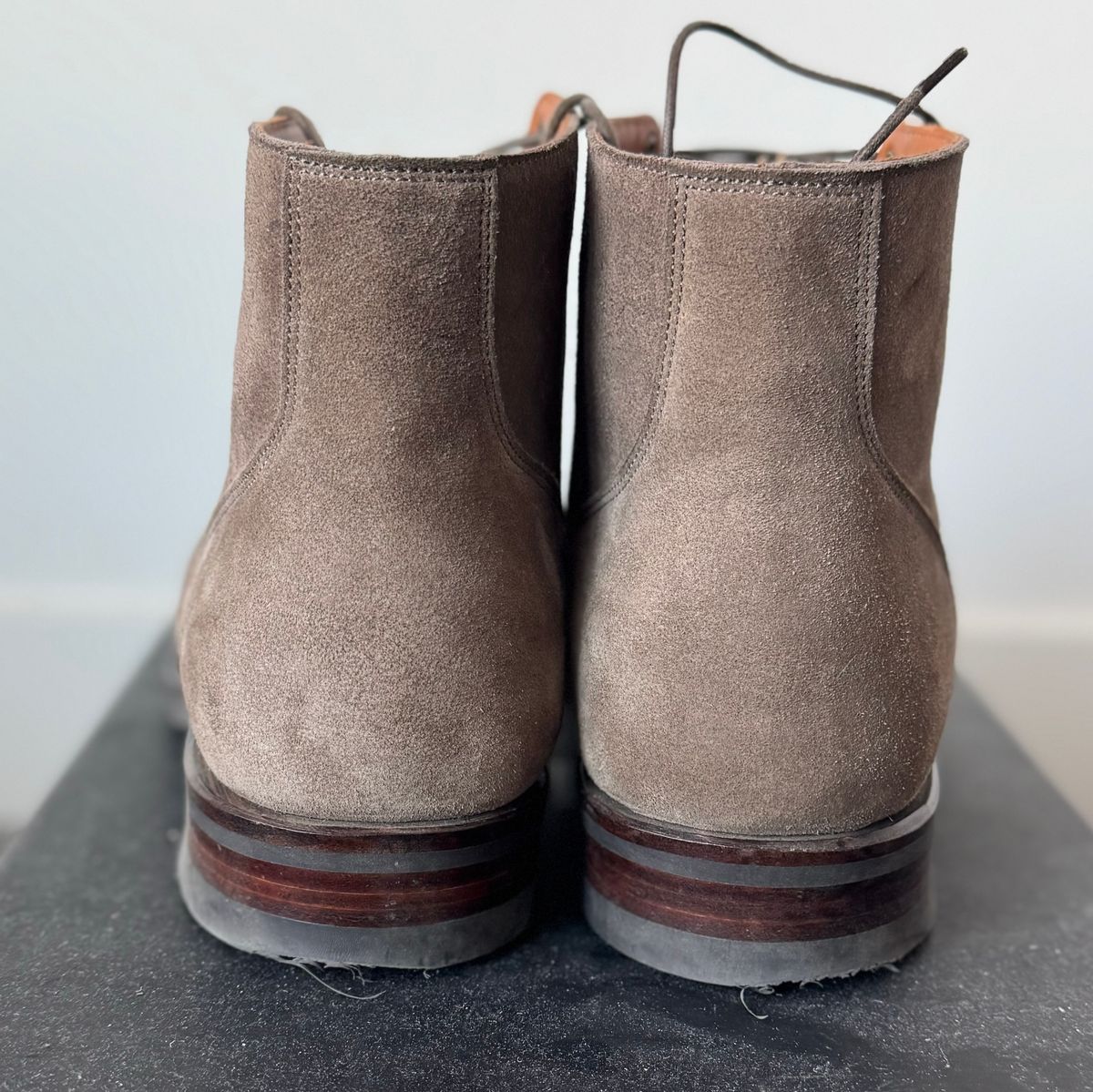 Photo by pablosstuff on October 20, 2024 of the Viberg Service Boot in C.F. Stead Fog Janus Calf Suede.
