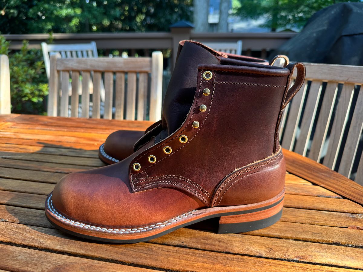 Photo by InspektorKemp on July 23, 2025 of the Nicks Falcon in Wickett & Craig Buck Brown Double Stuffed.