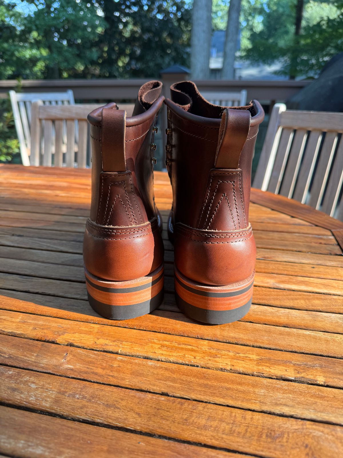 Photo by InspektorKemp on July 23, 2025 of the Nicks Falcon in Wickett & Craig Buck Brown Double Stuffed.