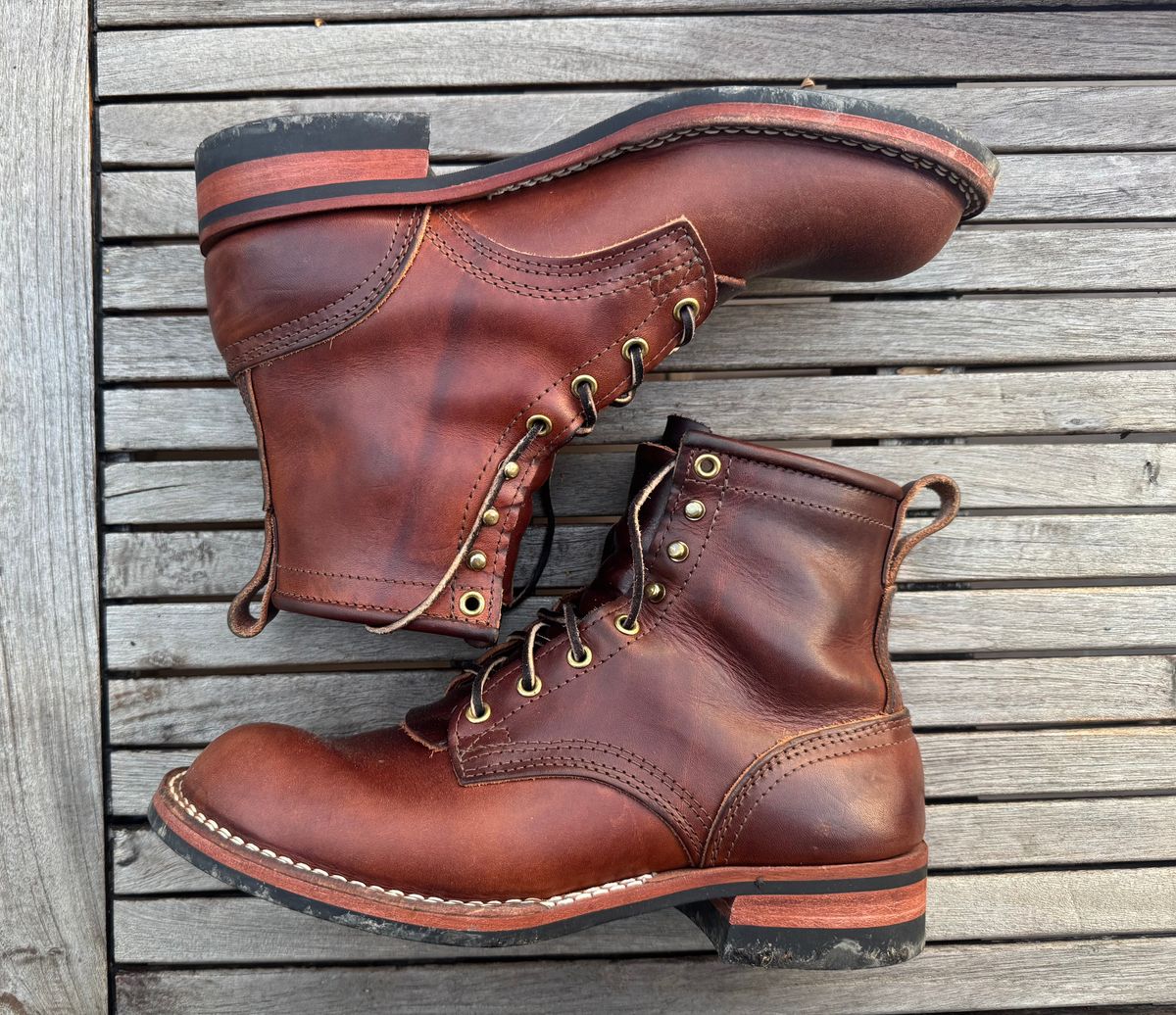 Photo by InspektorKemp on March 11, 2026 of the Nicks Falcon in Wickett & Craig Buck Brown Double Stuffed.