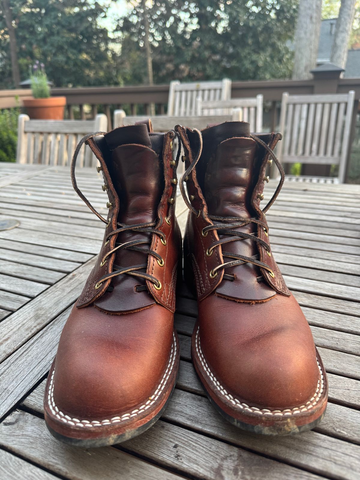 Photo by InspektorKemp on March 11, 2026 of the Nicks Falcon in Wickett & Craig Buck Brown Double Stuffed.