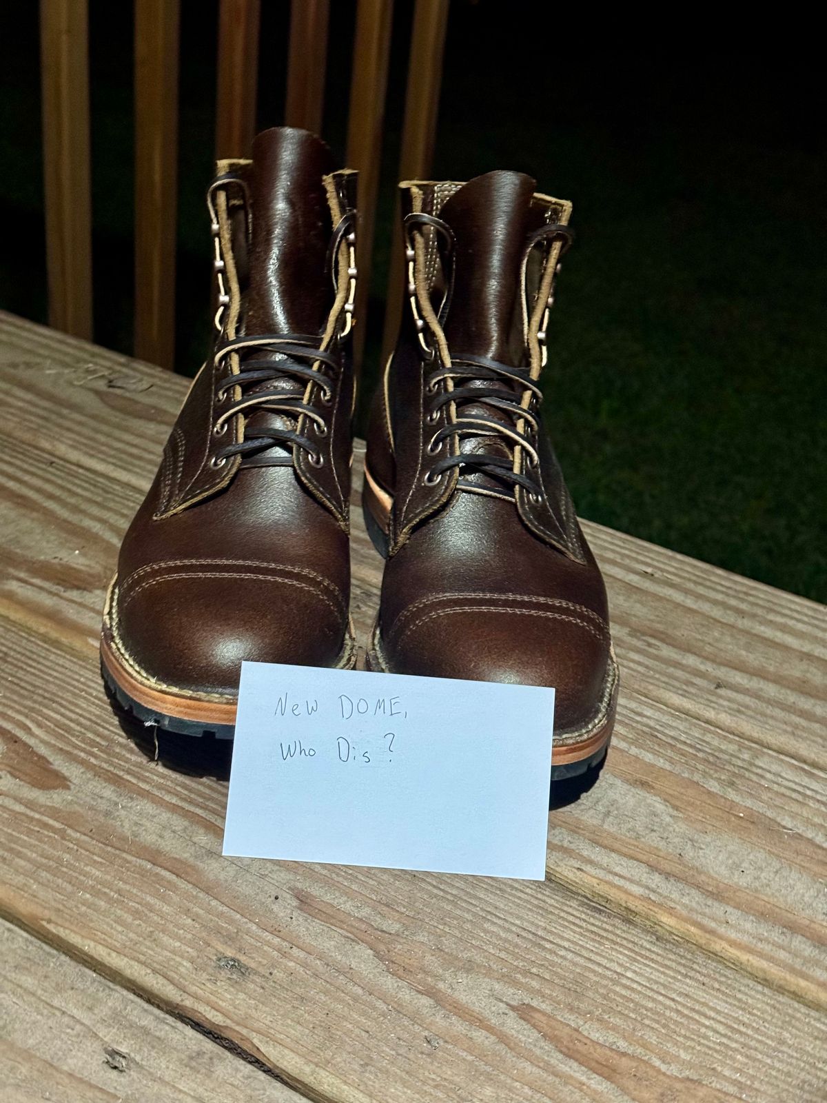 Photo by PatC on October 1, 2025 of the White's CMP-Sherman in Horween Cinnamon Waxed Flesh.