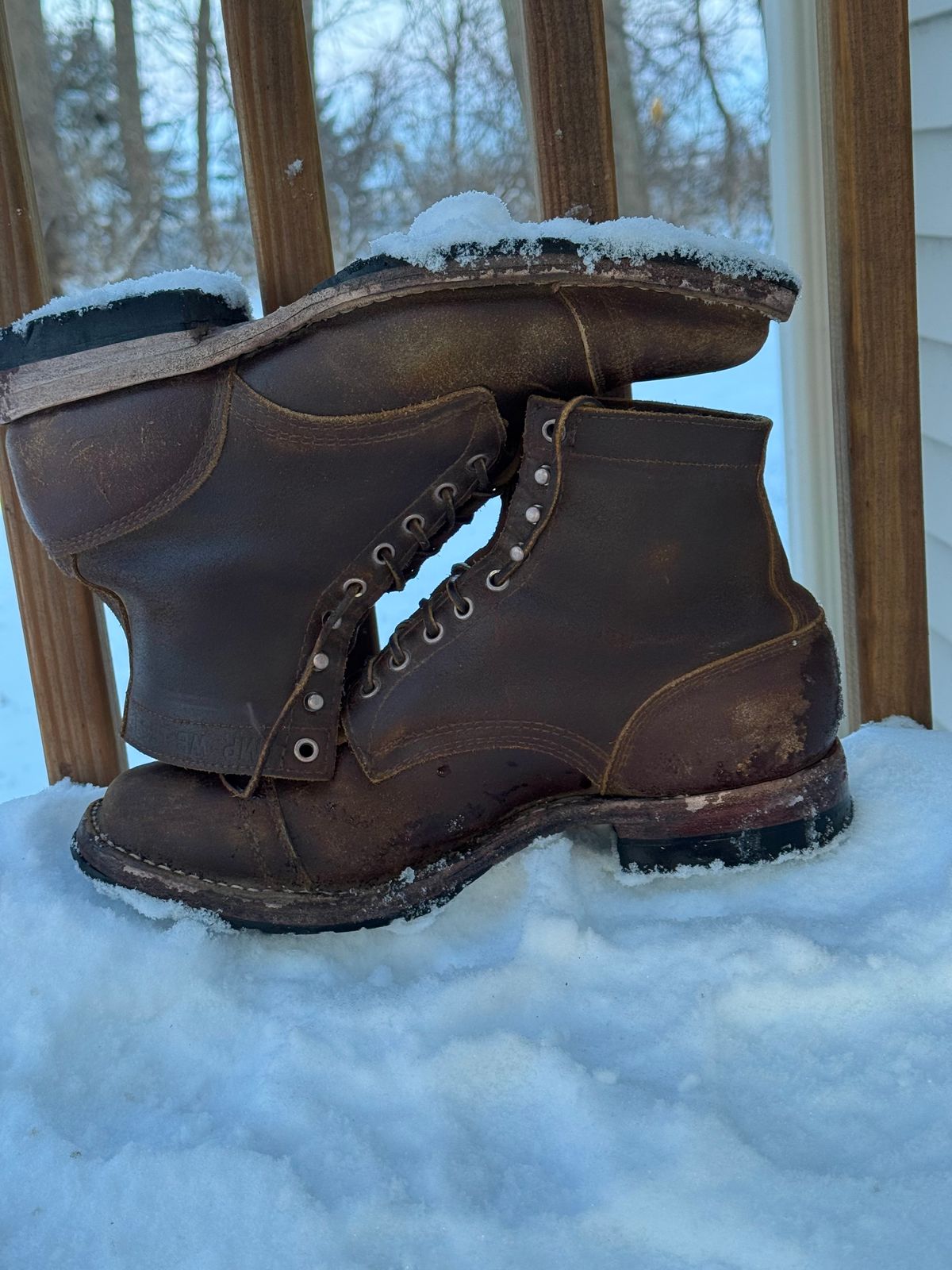 Photo by PatC on November 30, 2025 of the White's CMP-Sherman in Horween Cinnamon Waxed Flesh.