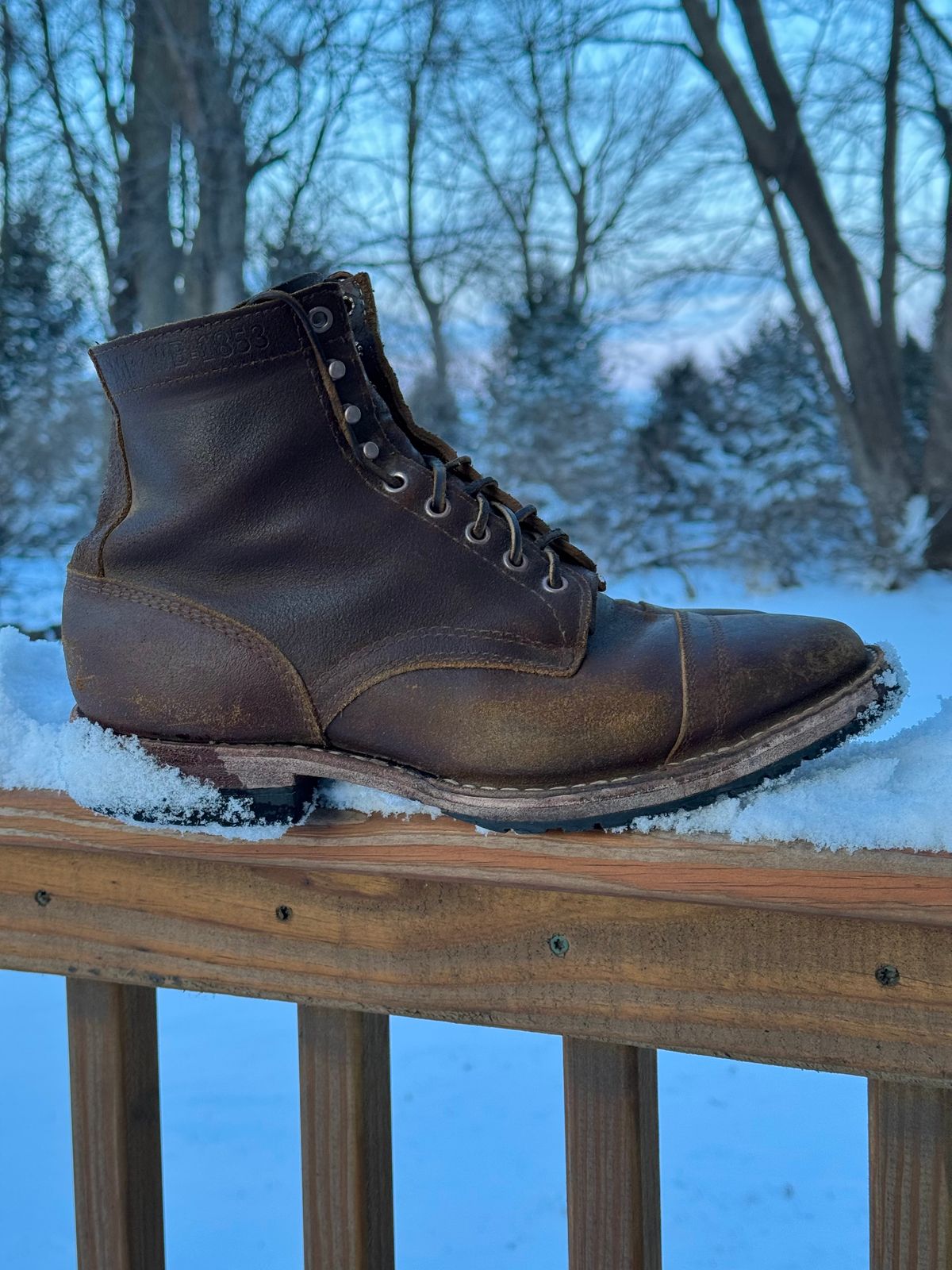 Photo by PatC on November 30, 2025 of the White's CMP-Sherman in Horween Cinnamon Waxed Flesh.
