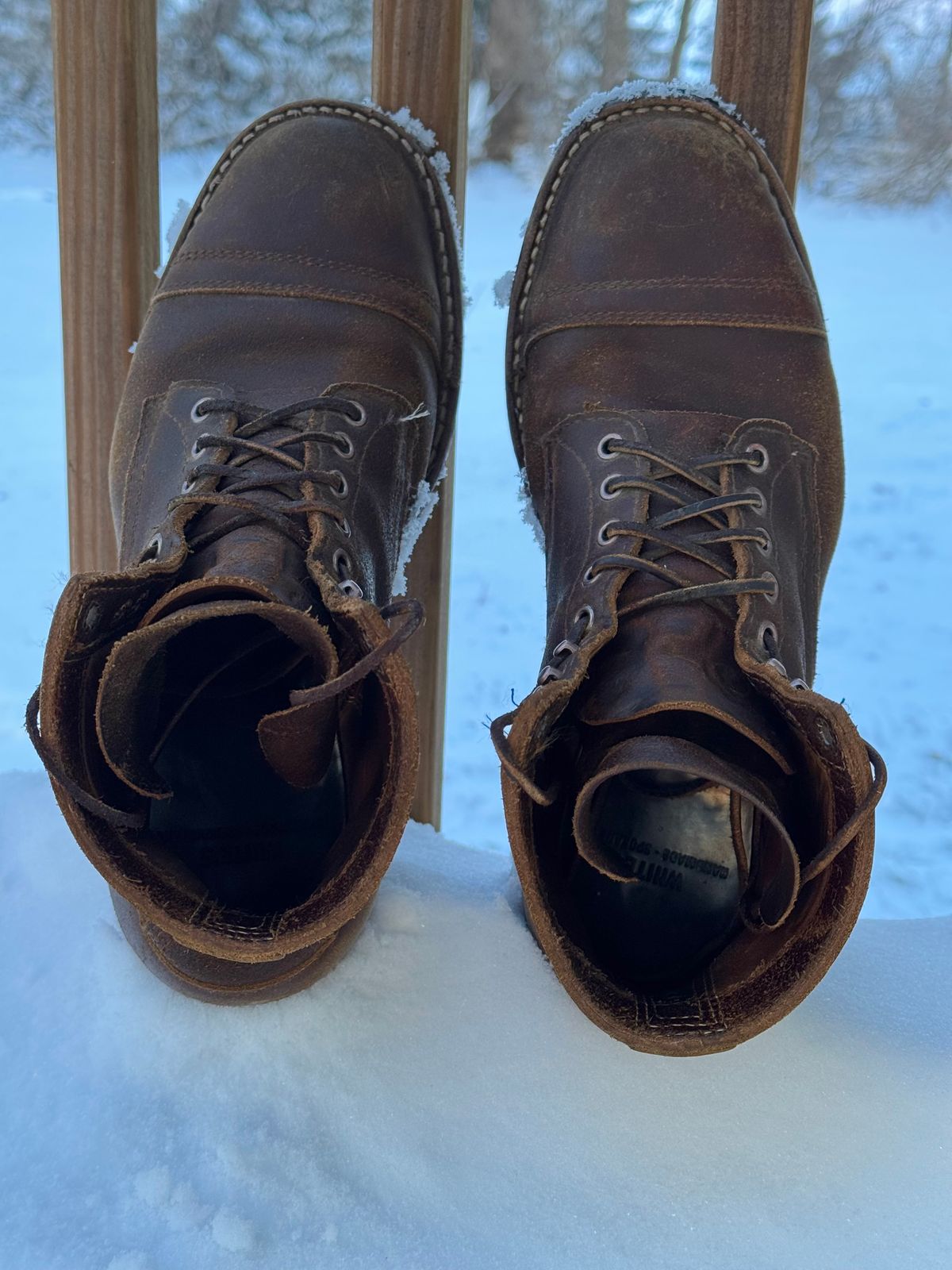 Photo by PatC on November 30, 2025 of the White's CMP-Sherman in Horween Cinnamon Waxed Flesh.