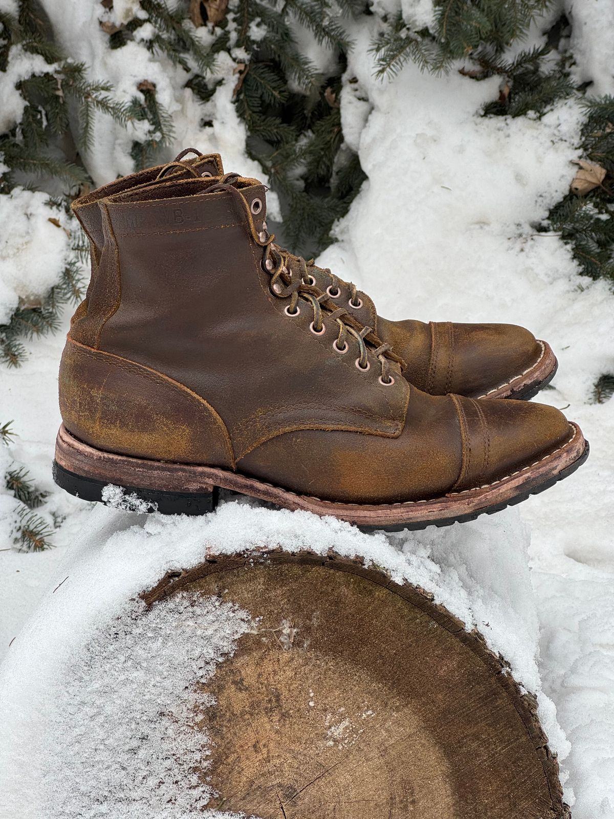 Photo by PatC on January 3, 2026 of the White's CMP-Sherman in Horween Cinnamon Waxed Flesh.