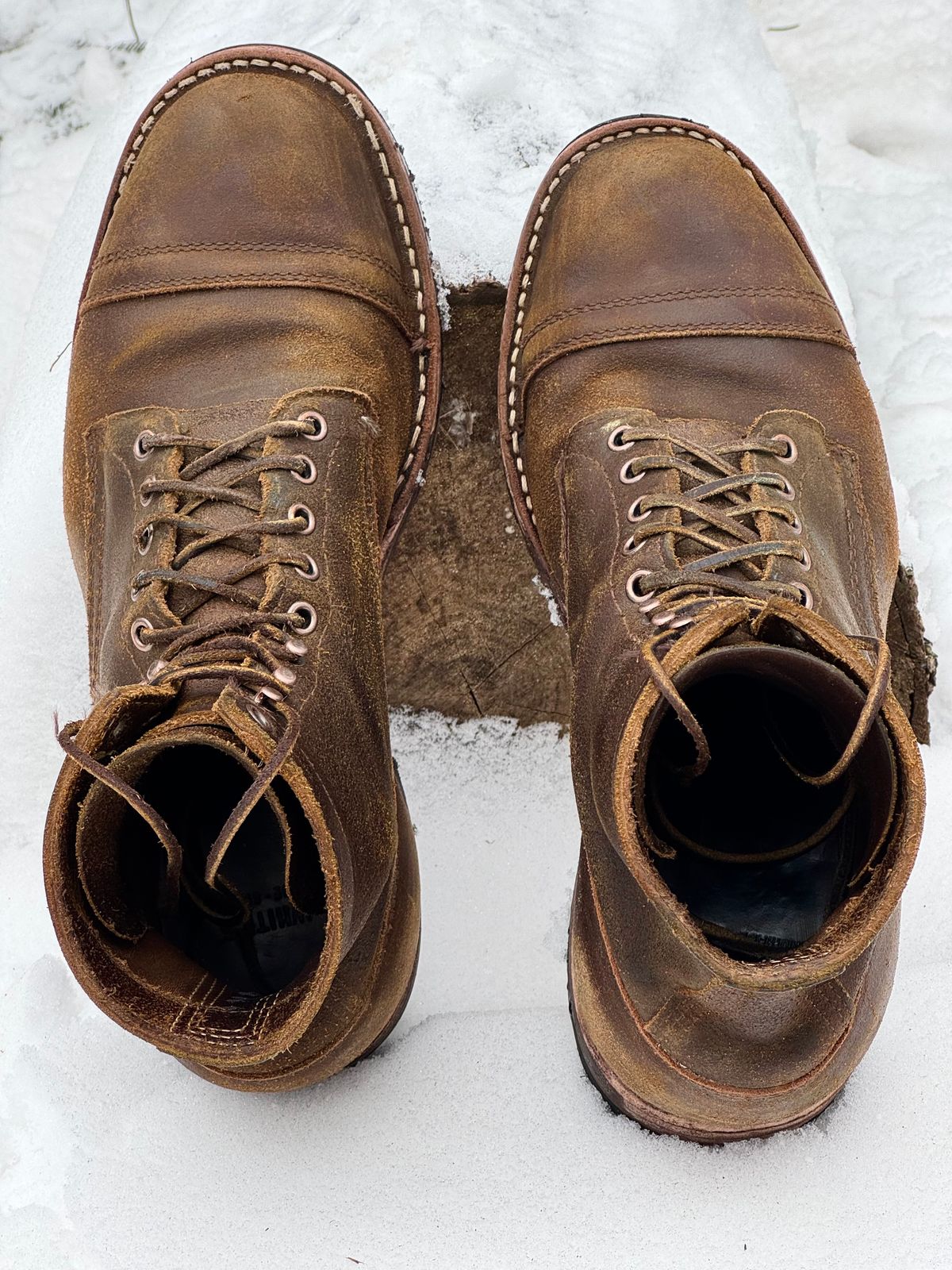 Photo by PatC on January 3, 2026 of the White's CMP-Sherman in Horween Cinnamon Waxed Flesh.