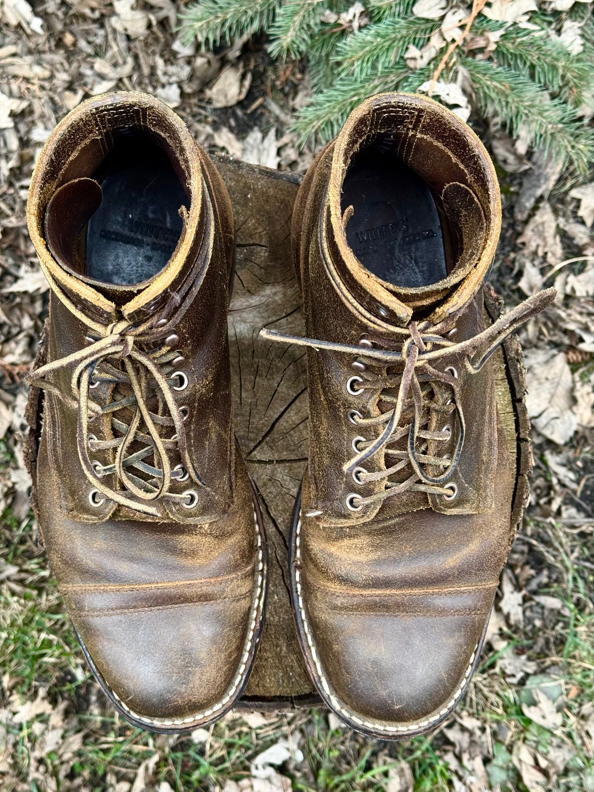 Photo by PatC on April 1, 2026 of the White's CMP-Sherman in Horween Cinnamon Waxed Flesh.