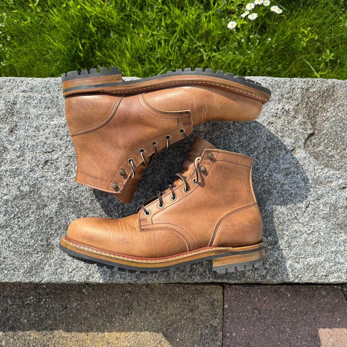Photo by Hans_Waldmann on April 27, 2025 of the Truman Plain Toe Boot in Horween Natural Cypress.