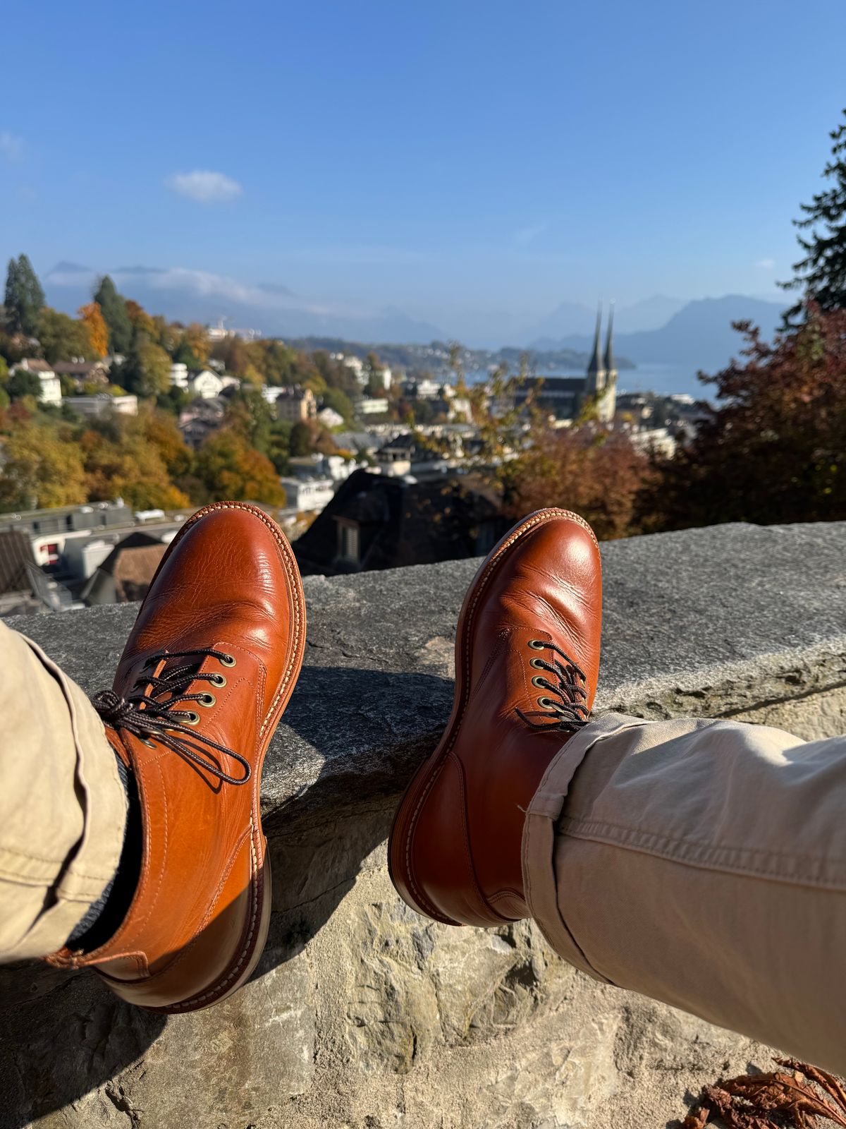Photo by Hans_Waldmann on October 18, 2025 of the Grant Stone Diesel Boot in Badalassi Carlo Saddle Tan Minerva.