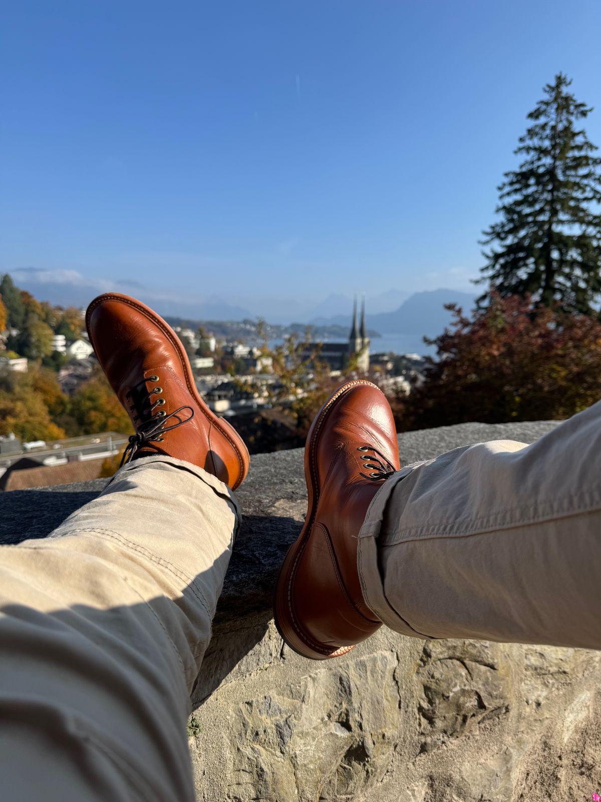 Photo by Hans_Waldmann on October 18, 2025 of the Grant Stone Diesel Boot in Badalassi Carlo Saddle Tan Minerva.