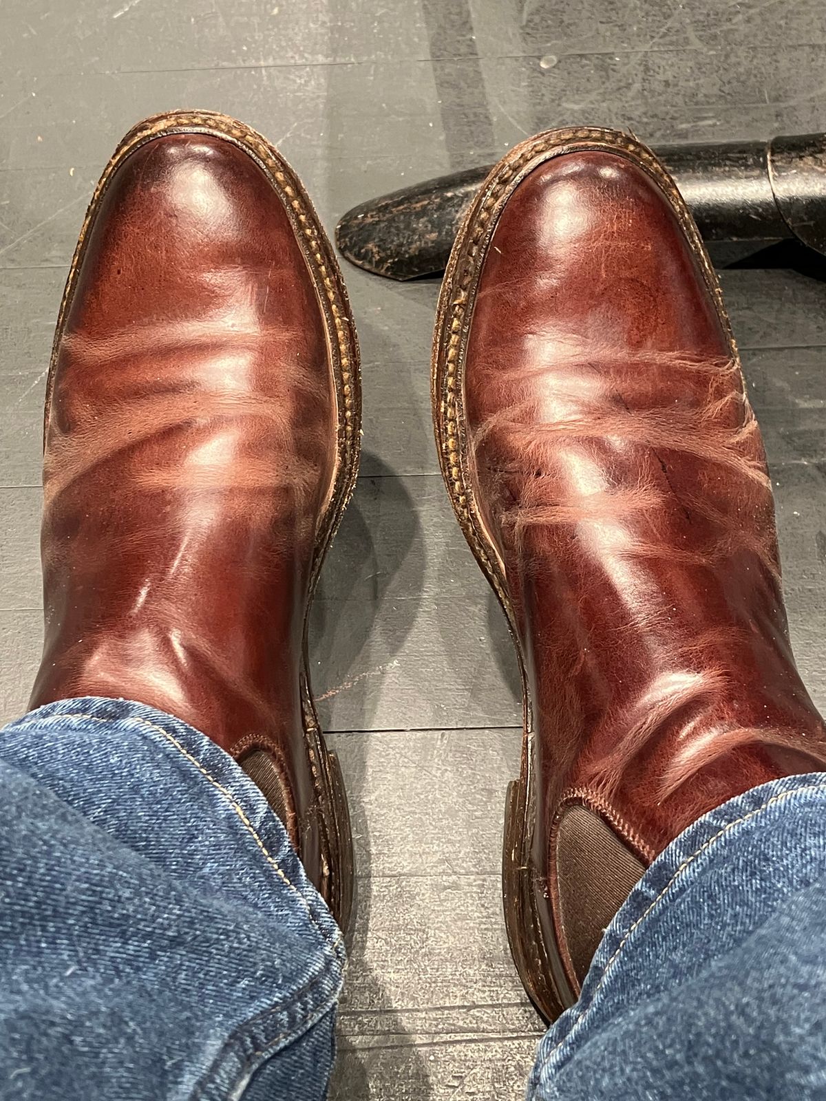 Photo by jeffos on November 5, 2024 of the Frye James Chelsea in Unknown Leather.