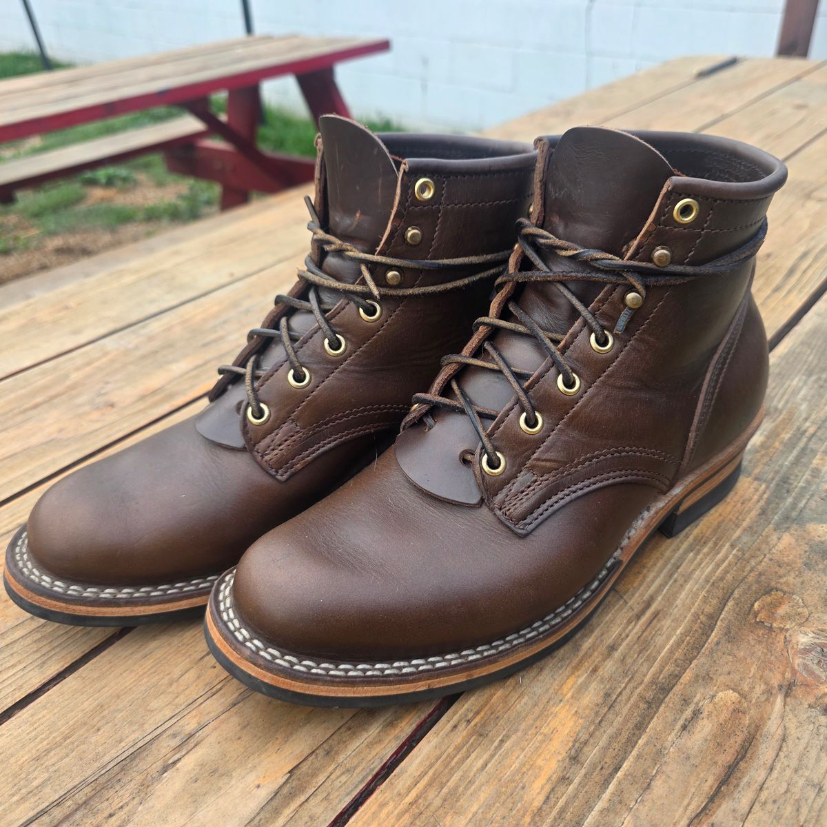 Photo by prometheuslap on July 4, 2026 of the Nicks Lace Up Heritage in Horween British Tan Chromexcel.