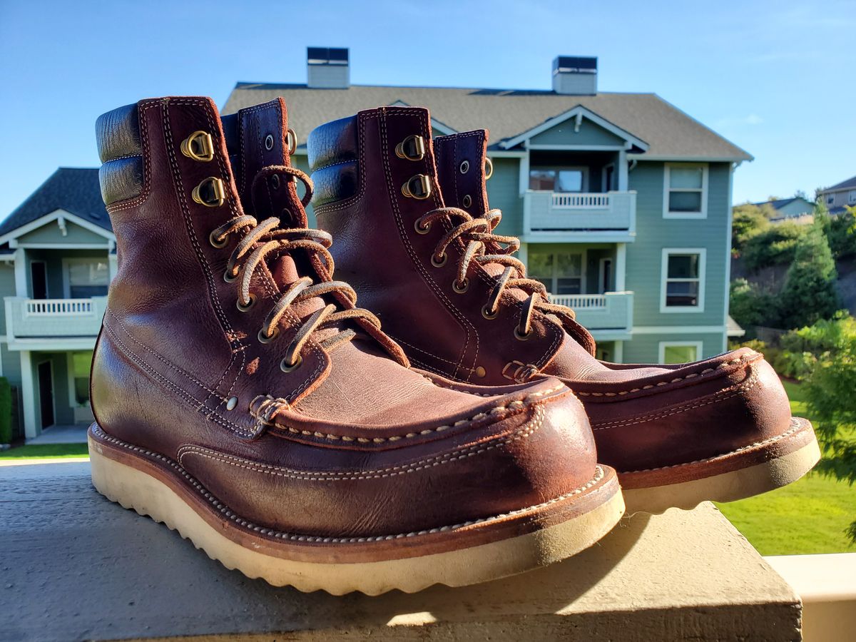 Photo by rey.verde on August 17, 2024 of the Grant Stone Field Boot in C.F. Stead Dark Burgundy Classic Kudu.