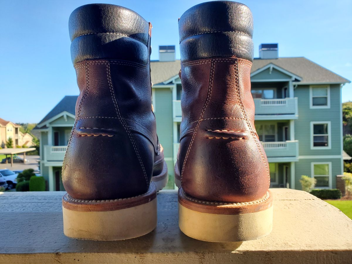 Photo by rey.verde on August 17, 2024 of the Grant Stone Field Boot in C.F. Stead Dark Burgundy Classic Kudu.