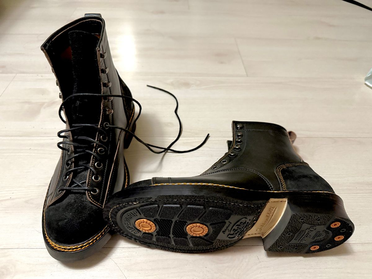 Photo by Civil2010 on October 19, 2024 of the Jakkrabbits 7-Inch Tamarin Boots in Shinki Black Teacore Horsebutt.
