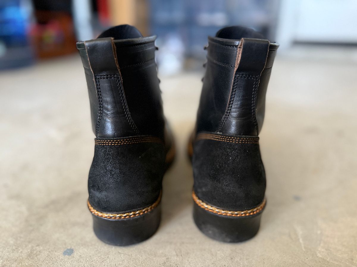 Photo by Civil2010 on November 1, 2024 of the Jakkrabbits 7-Inch Tamarin Boots in Shinki Black Teacore Horsebutt.