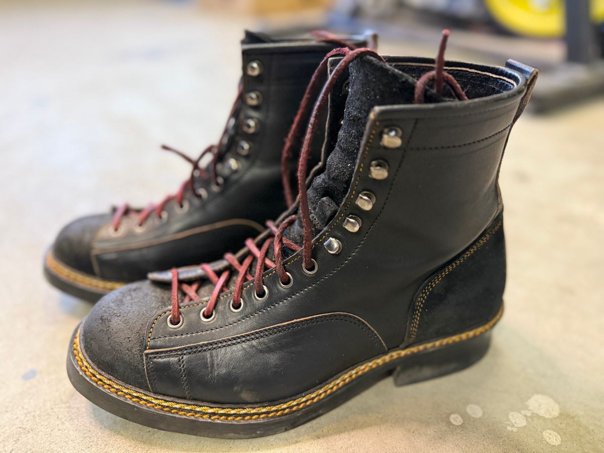 Photo by Civil2010 on December 2, 2024 of the Jakkrabbits 7-Inch Tamarin Boots in Shinki Black Teacore Horsebutt.