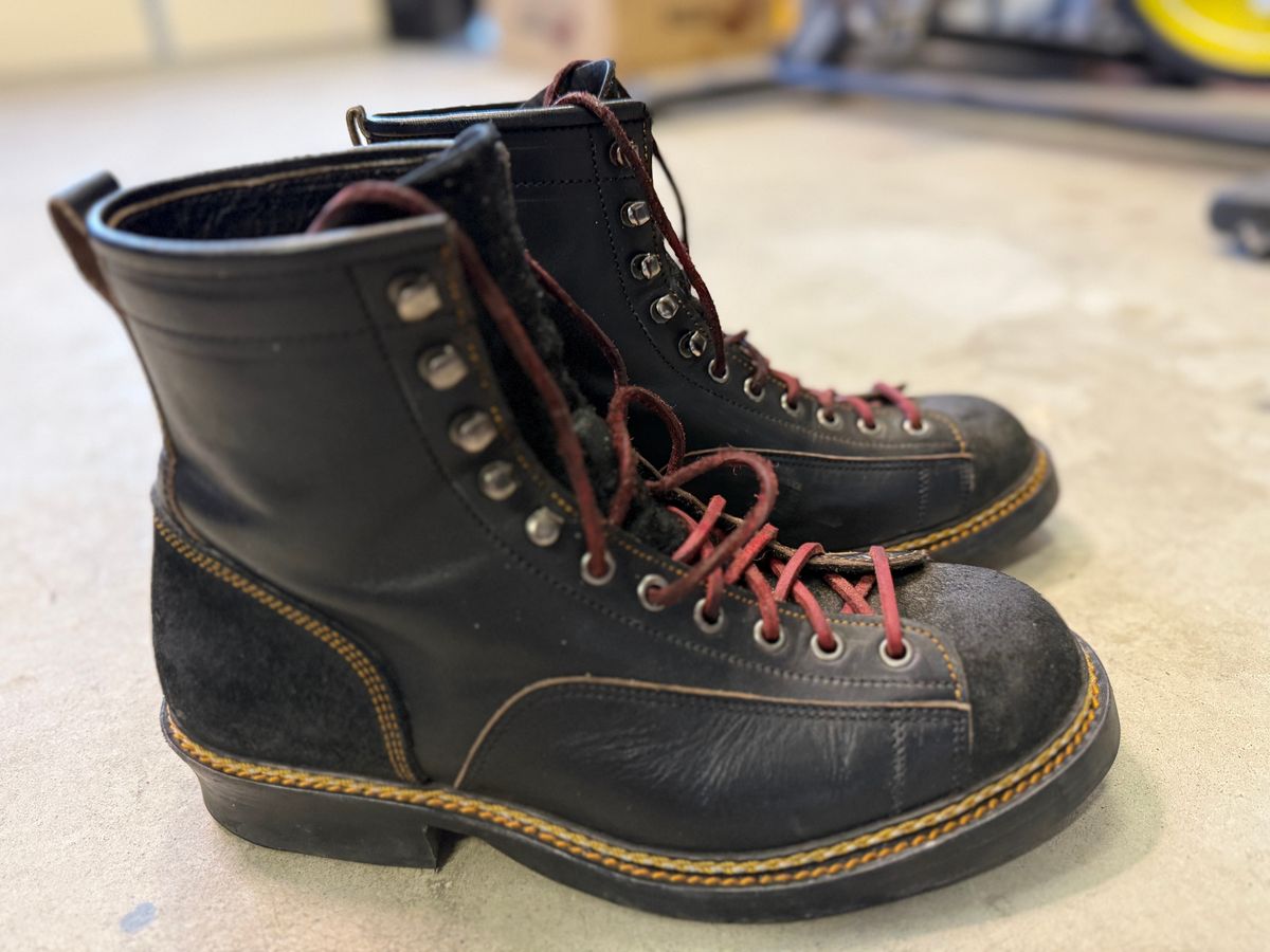 Photo by Civil2010 on December 2, 2024 of the Jakkrabbits 7-Inch Tamarin Boots in Shinki Black Teacore Horsebutt.