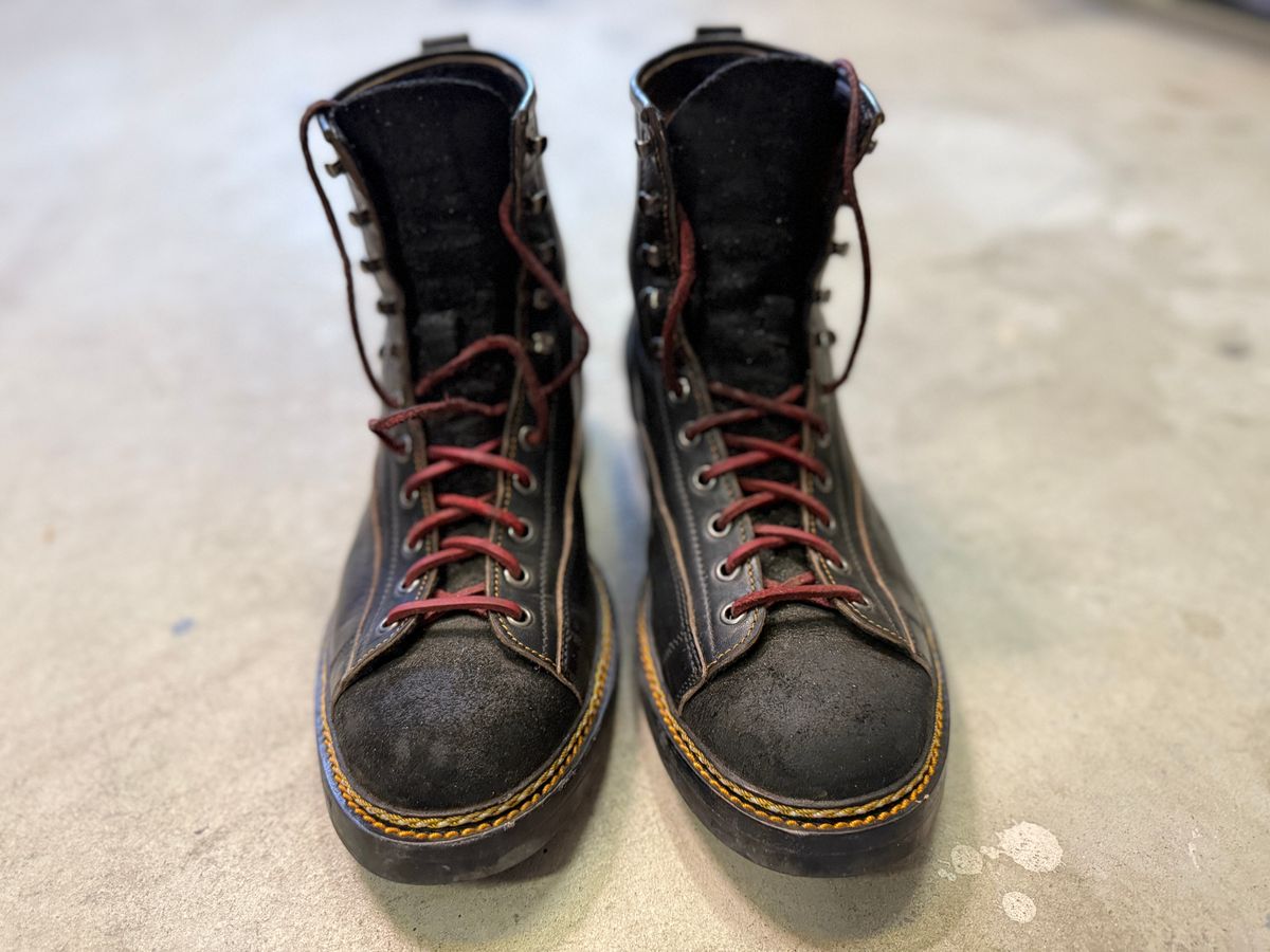 Photo by Civil2010 on December 2, 2024 of the Jakkrabbits 7-Inch Tamarin Boots in Shinki Black Teacore Horsebutt.