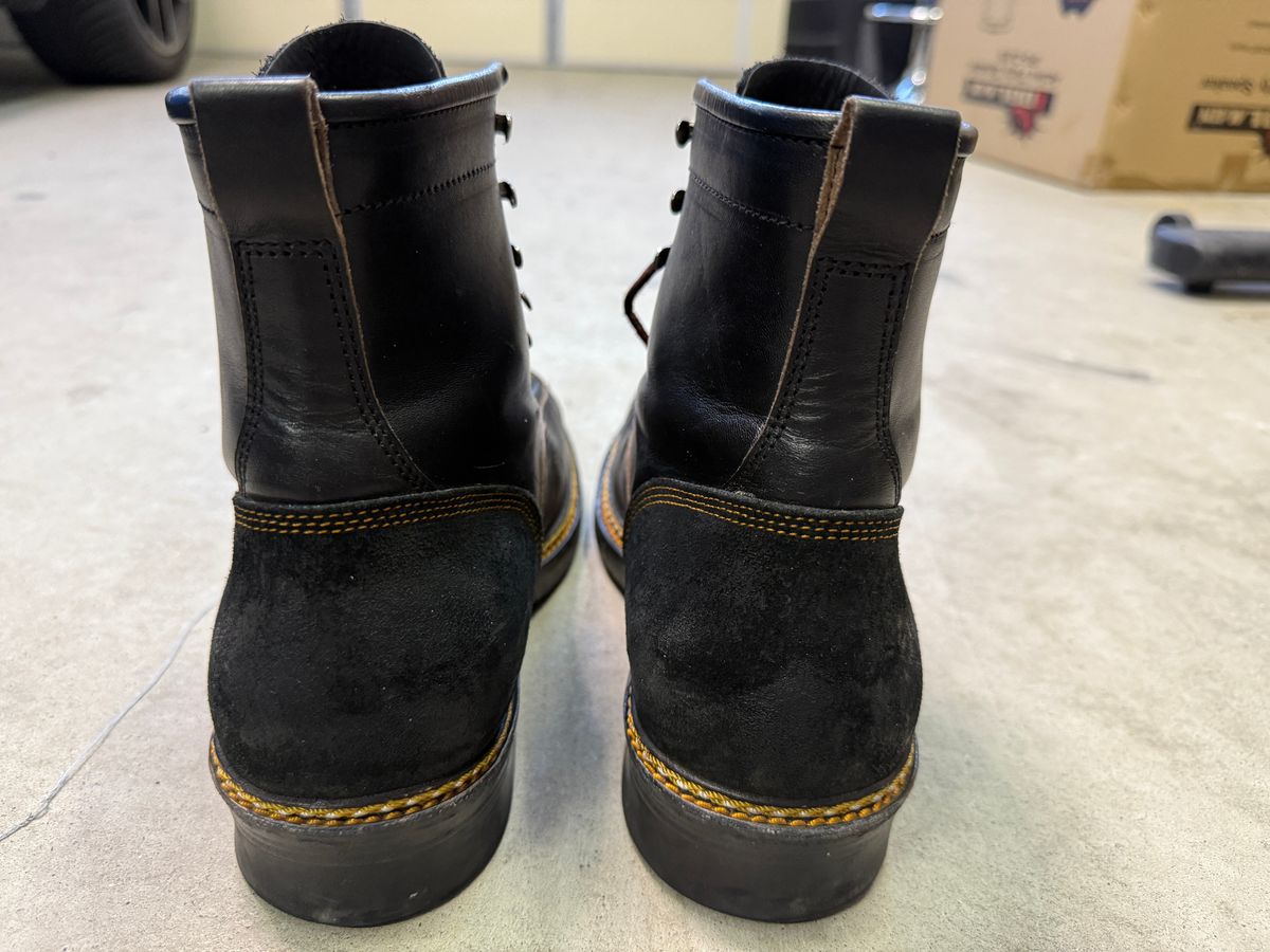 Photo by Civil2010 on December 2, 2024 of the Jakkrabbits 7-Inch Tamarin Boots in Shinki Black Teacore Horsebutt.