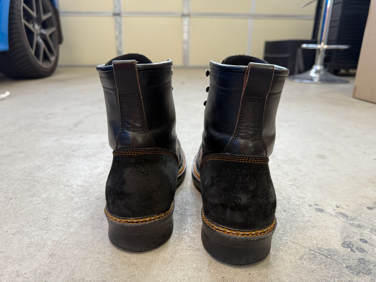 Photo by Civil2010 on January 1, 2025 of the Jakkrabbits 7-Inch Tamarin Boots in Shinki Black Teacore Horsebutt.
