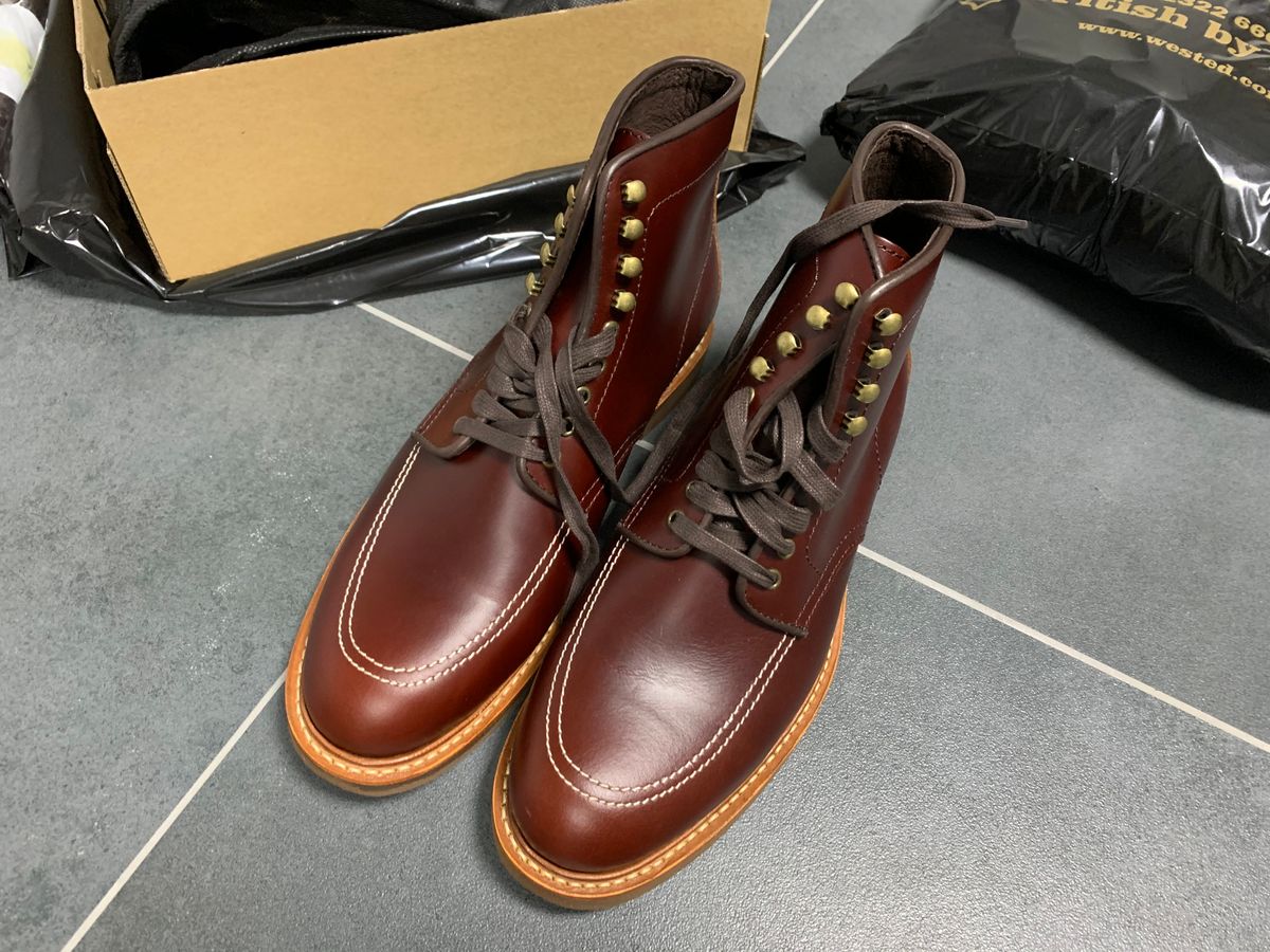 Photo by WhteRbt on December 3, 2020 of the Wested Leather Co Ltd Adventurer Boots in Brown Lambskin.